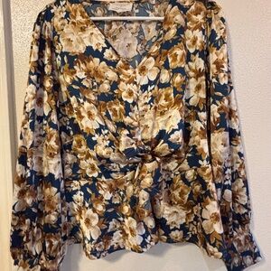 Elegant Floral V-Neck Blouse